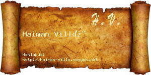 Haiman Villő névjegykártya